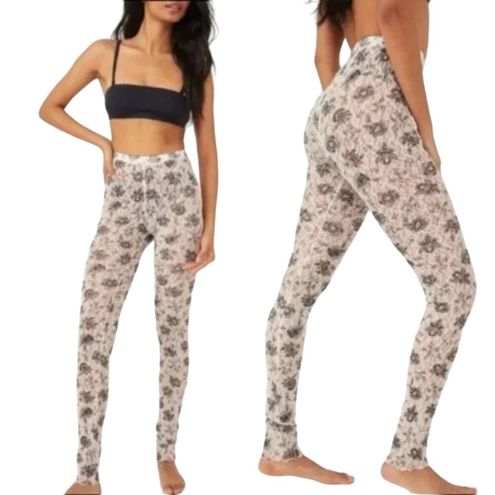 NWT Free People Layered In Lace Leggings Sheer Lace Leggings in Ivory Size S